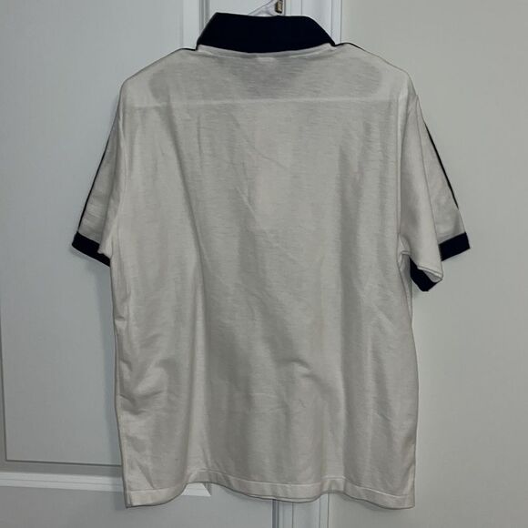Vintage white w/3 stripes retro Chesterfield Vintage Tennis polo golf shirt XL - Picture 6 of 6